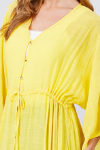 Load image into Gallery viewer, Elbow Sleeve Waist Ribbon Tie Button Down Long Woven Cardigan