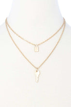 Load image into Gallery viewer, 2 Layered Metal Lock And Key Pendant Necklace
