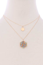 Load image into Gallery viewer, 2 Layered Glass Beaded Geometric Pendant Necklace
