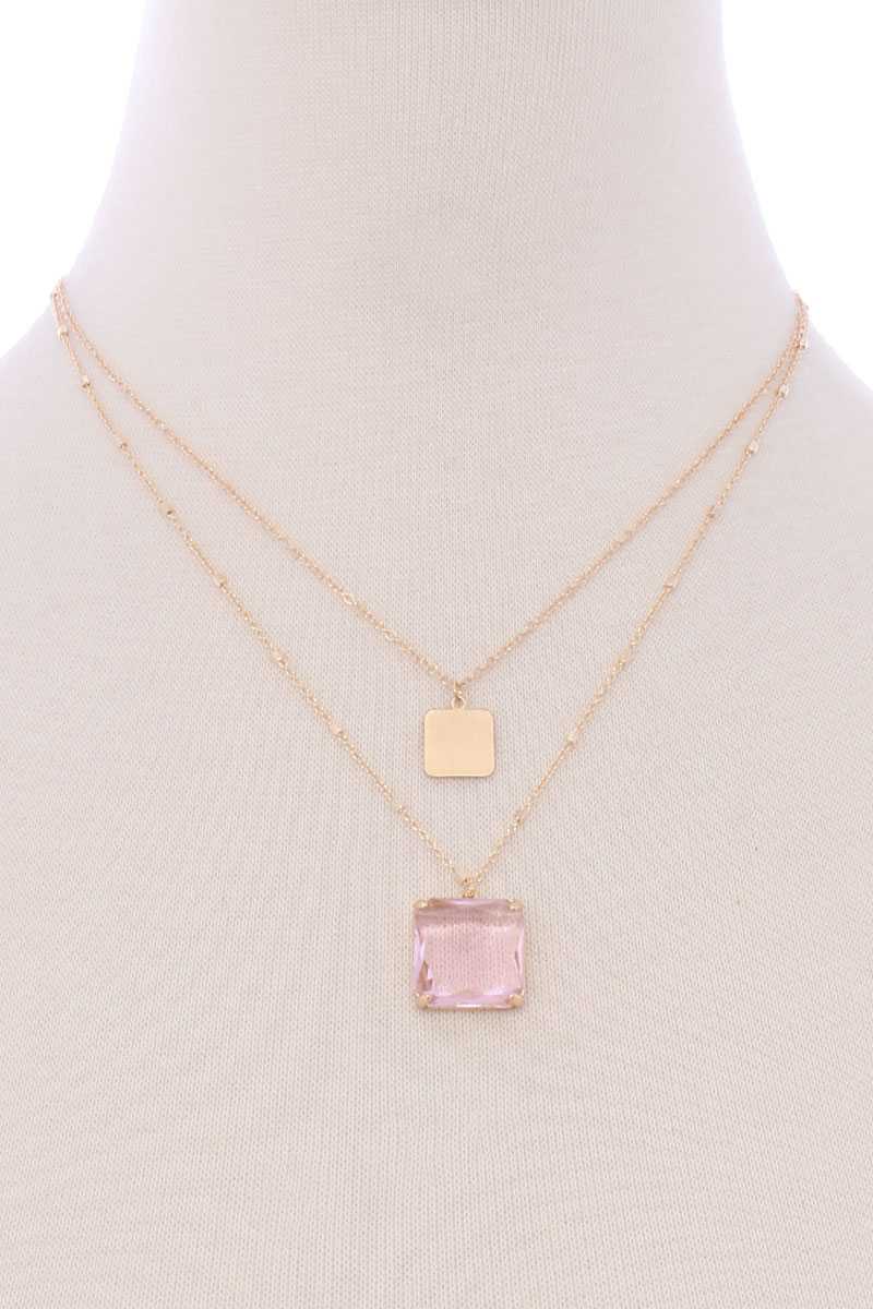 2 Layered Stylish Square Pendant Necklace
