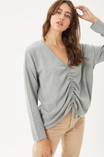 Load image into Gallery viewer, A V-neckline Drawstring Ruched Top
