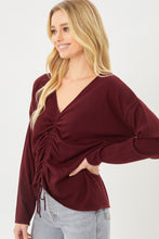 Load image into Gallery viewer, A V-neckline Drawstring Ruched Top
