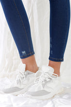 Load image into Gallery viewer, Dark Blue High-waisted With Rips Skinny Denim Jeans
