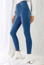 Load image into Gallery viewer, Mid Blue High-waisted With Rips Skinny Denim Jeans
