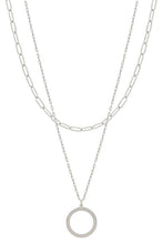 Load image into Gallery viewer, 2 Layered Metal Chain Round Pendant Necklace
