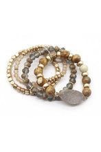 Load image into Gallery viewer, Crystal Metal Druzy Stone Bead Stretch Bracelet Set
