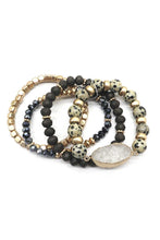 Load image into Gallery viewer, Crystal Metal Druzy Stone Bead Stretch Bracelet Set
