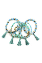 Load image into Gallery viewer, Crystal Stone Ball Bead Tassel Stretch Bracelet Set
