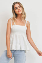 Load image into Gallery viewer, Smocking Bust With Self Tie Straps Sleeveless Waffle Top
