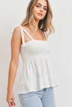 Load image into Gallery viewer, Smocking Bust With Self Tie Straps Sleeveless Waffle Top
