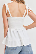 Load image into Gallery viewer, Smocking Bust With Self Tie Straps Sleeveless Waffle Top
