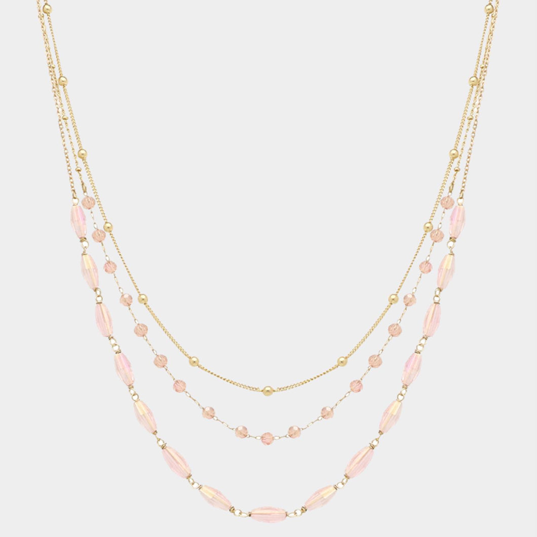 3 Row Bead And Chain Necklace