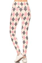 Load image into Gallery viewer, 5-inch Long Yoga Style Banded Lined Argyle Printed Knit Legging With High Waist

