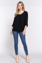 Load image into Gallery viewer, 3/4 Roll Up Slv Pleated Blouse
