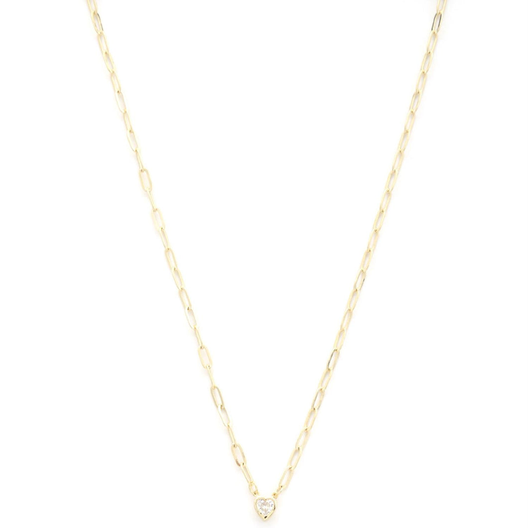 Dainty Heart Charm Oval Link Metal Necklace
