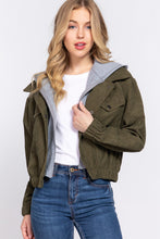 Load image into Gallery viewer, Long Slv Hoodie Corduroy Jacket
