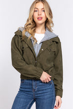 Load image into Gallery viewer, Long Slv Hoodie Corduroy Jacket
