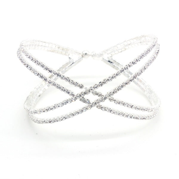 Silver Bridal Criss Cross Bracelet